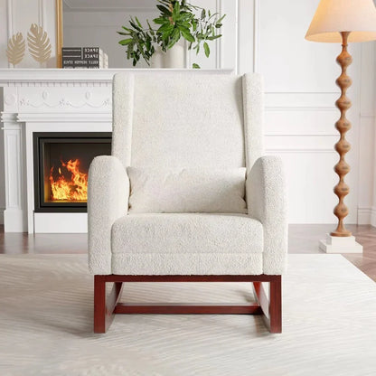 OSLO – Rocking Chair Teddy Blanc Ivoire avec Repose-Pieds