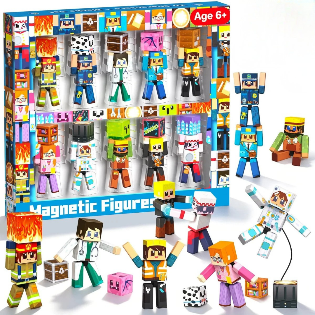 Magnetopia™【Mini Profession】Blocs de construction magnétiques | 10 pièces | 5,7 cm | Littleman
