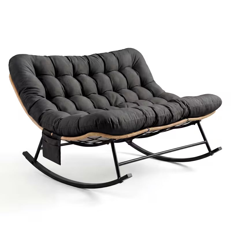 DOVA - Rocking Chair Rotin 2 Places Coussin XXL