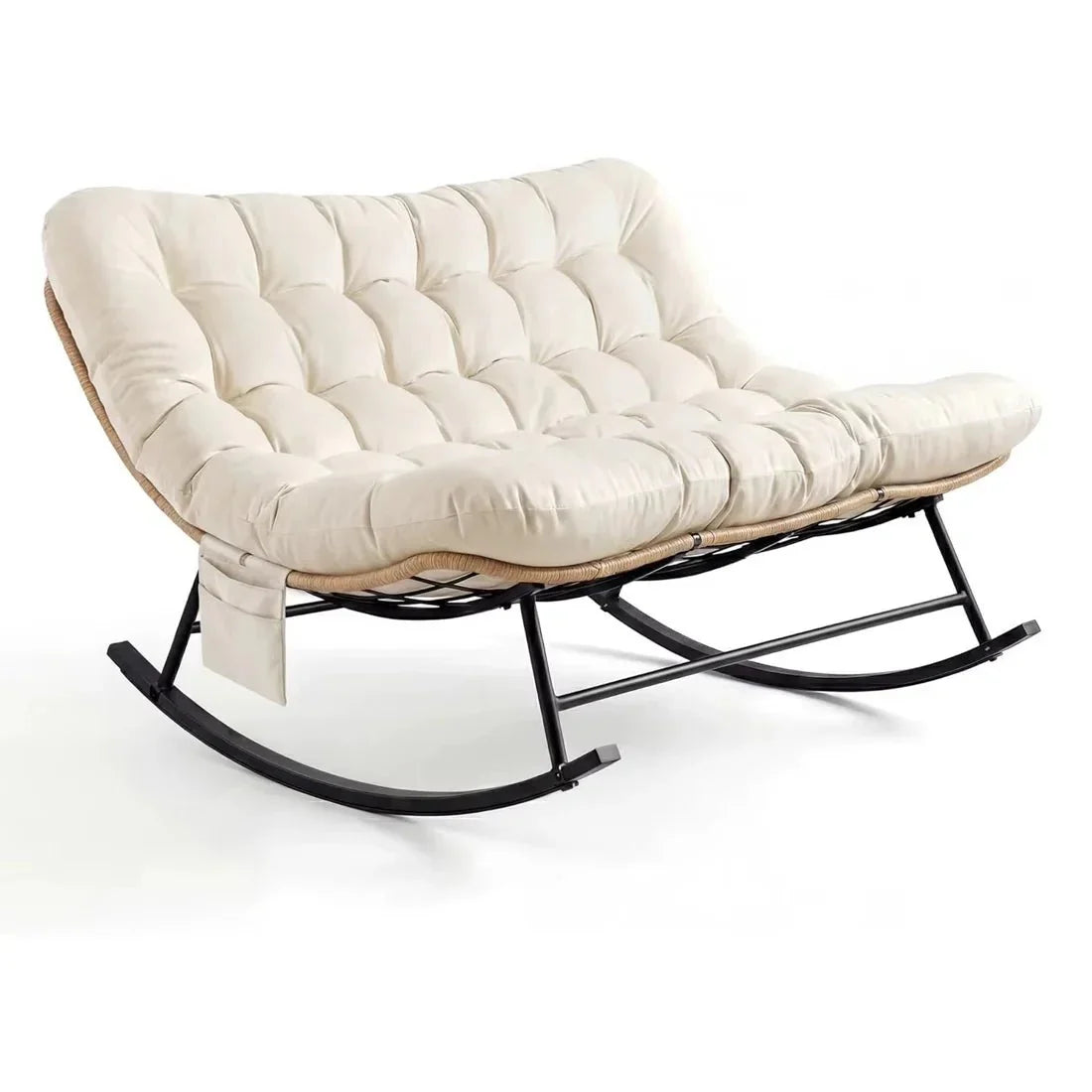 DOVA - Rocking Chair Rotin 2 Places Coussin XXL