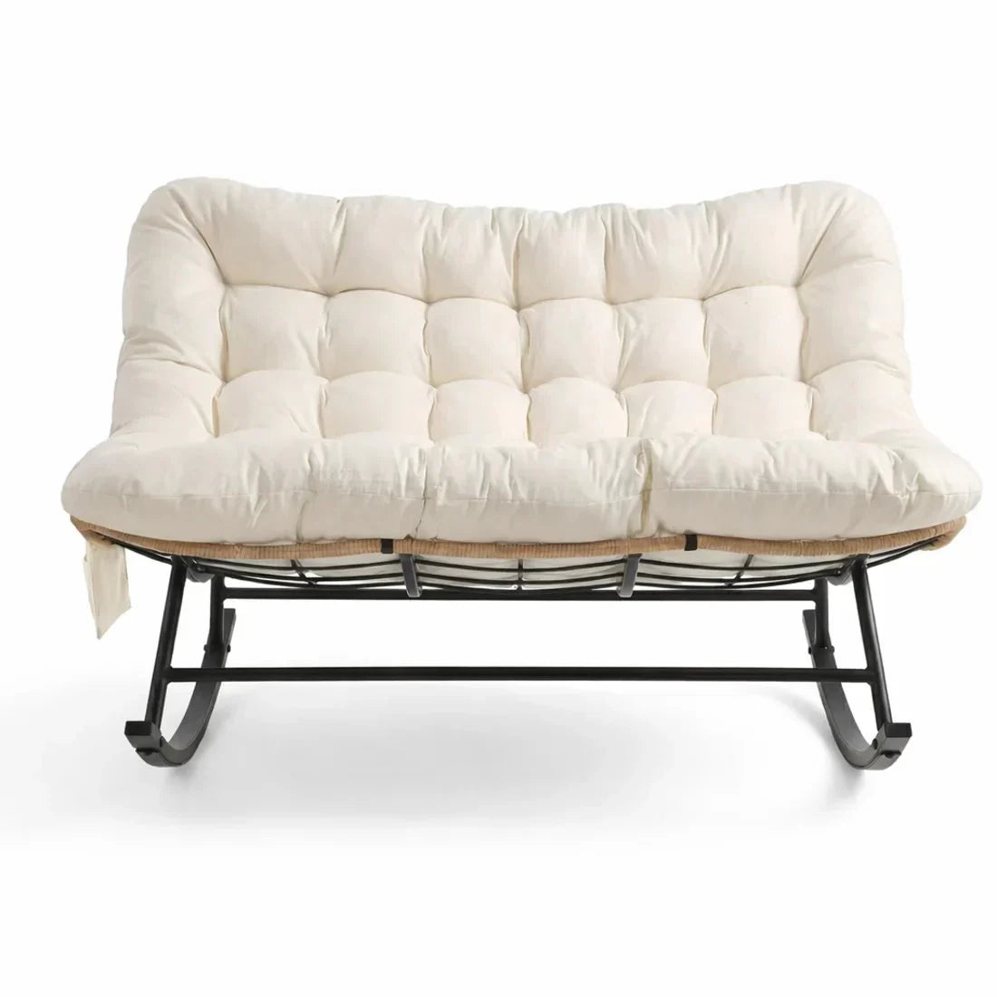 DOVA - Rocking Chair Rotin 2 Places Coussin XXL