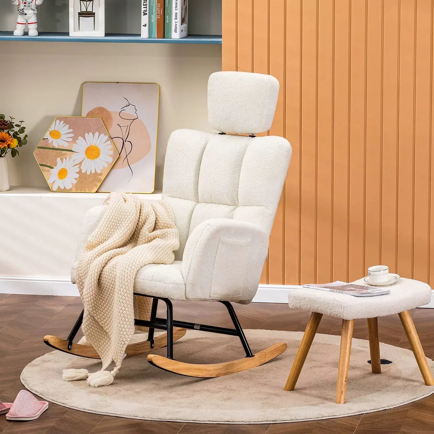 NORKA – Rocking Chair Ultra Doux Appui-Tête & Accoudoirs