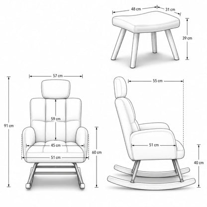 NORKA – Rocking Chair Ultra Doux Appui-Tête & Accoudoirs