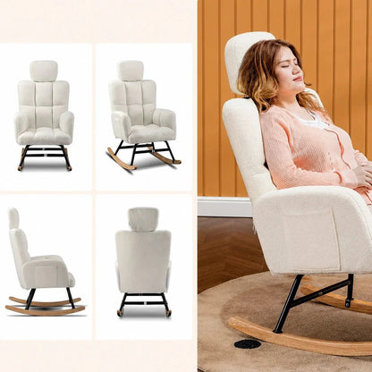 NORKA – Rocking Chair Ultra Doux Appui-Tête & Accoudoirs