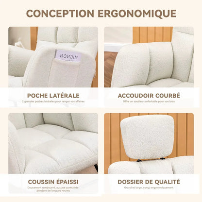 NORKA – Rocking Chair Ultra Doux Appui-Tête & Accoudoirs