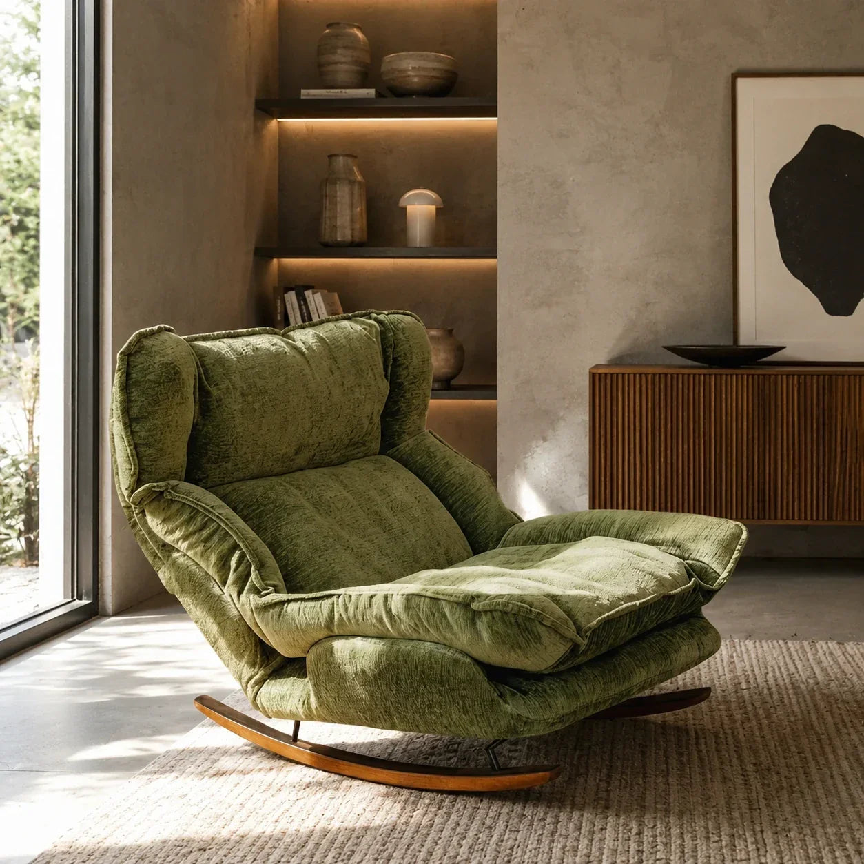BERGEN - Rocking Chair Paresseux Inclinable Doux