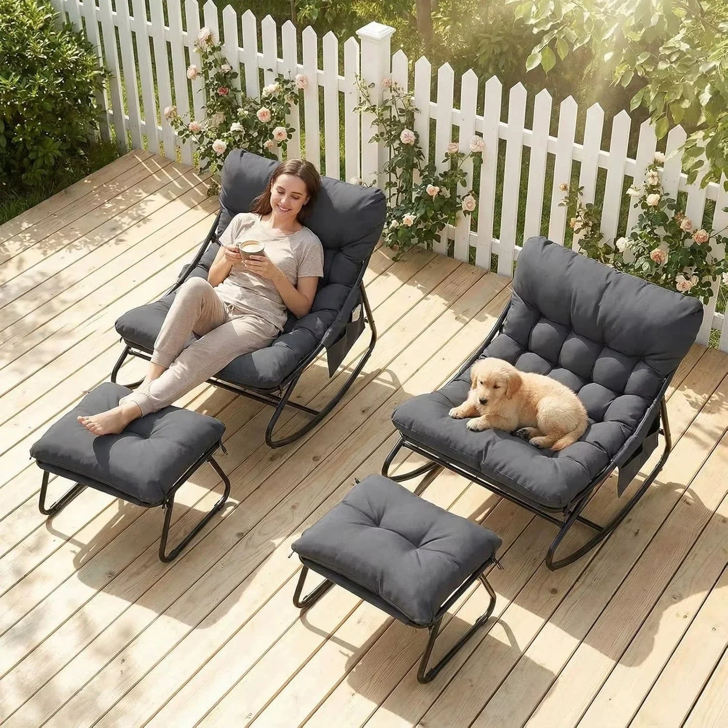 EDEN - Rocking Chair Extérieur Coussin Imperméable