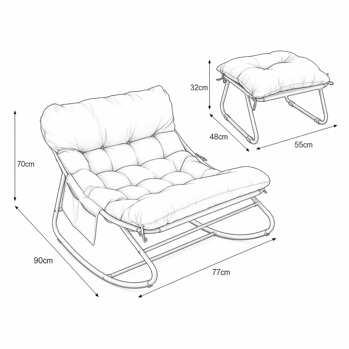 EDEN - Rocking Chair Extérieur Coussin Imperméable