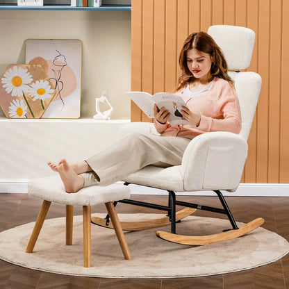 NORKA – Rocking Chair Ultra Doux Appui-Tête & Accoudoirs